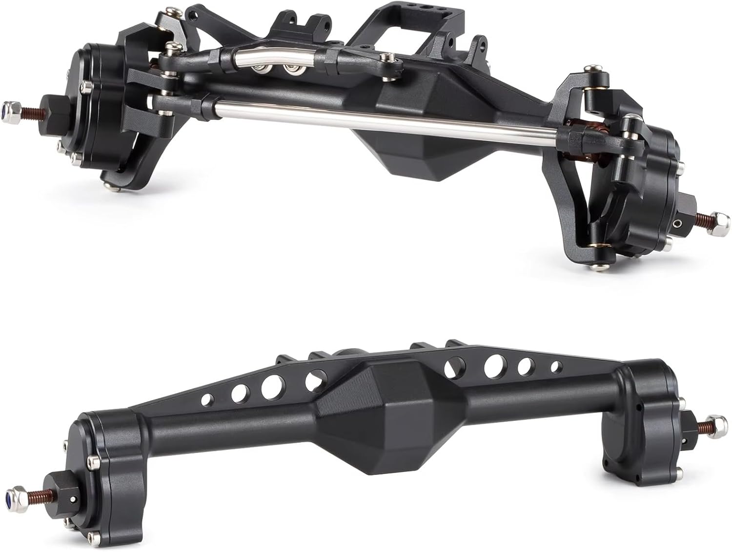Rc Crawlers Axles For Capra For LCG H10 Optic 1/10 Machined 7075 Aluminum Offset Portal Axle Set With BTA Servo Mount Chassis RC Crawler Reapir(Black,1set)