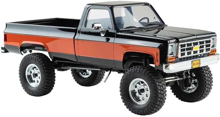 FCX18 FMS 1/18 Chevrolet K10 RC Truck, Officially Licensed 4WD RC Crawler 2 Speeds Switch with LED Lights, Off-Road RC Model for Adults (Black)