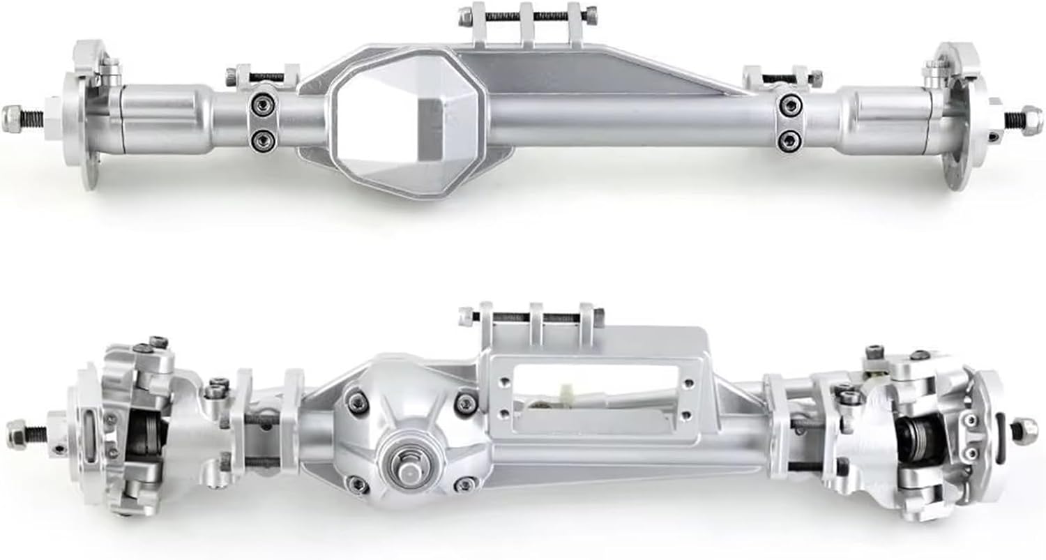 RC Spare Part Compatible with Axial for RBX10 for Ryft 1/10 RC Crawler Car Upgrade Parts Accessories Metal Complete Front and Rear Axle(Silver,Front and Rear)