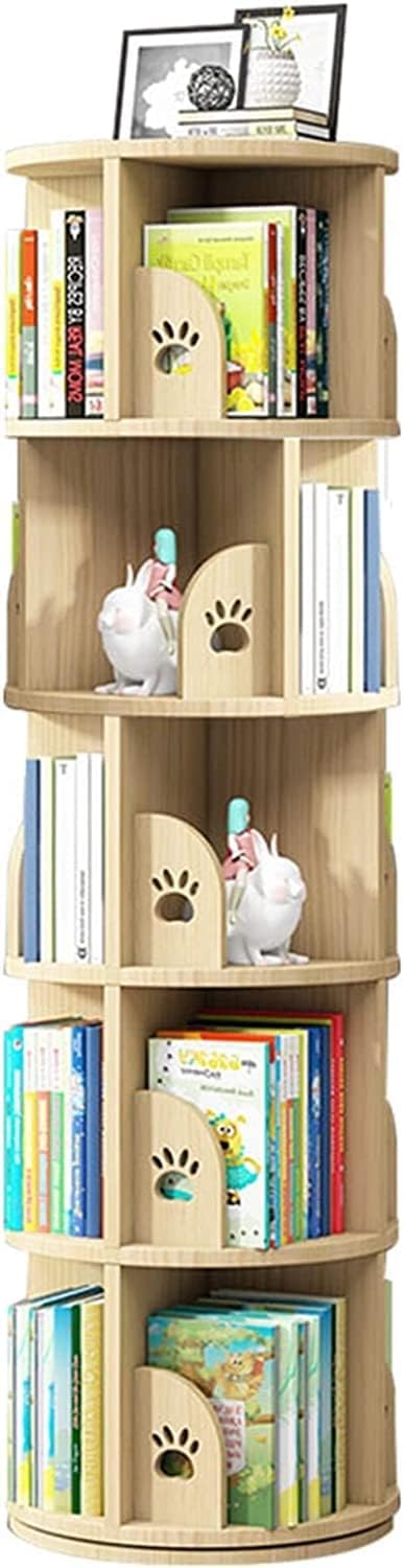 PPOIUYK Bookshelf Rotating Bookshelf, 360° Revolving Bookcase Corner Wood Swivel Bookcase, Stackable Bookshelf Organizer, Display Cabinet(Size:39CM,Color:Three Layers) (Three Layers 39CM)