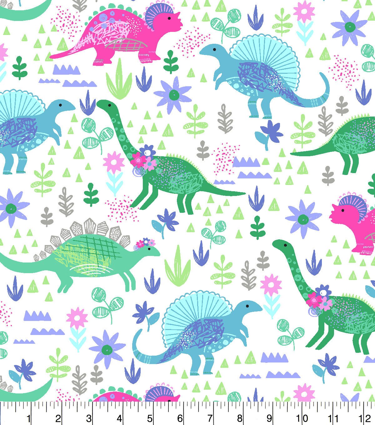 Girl Dino Super Snuggle Flannel Fabric