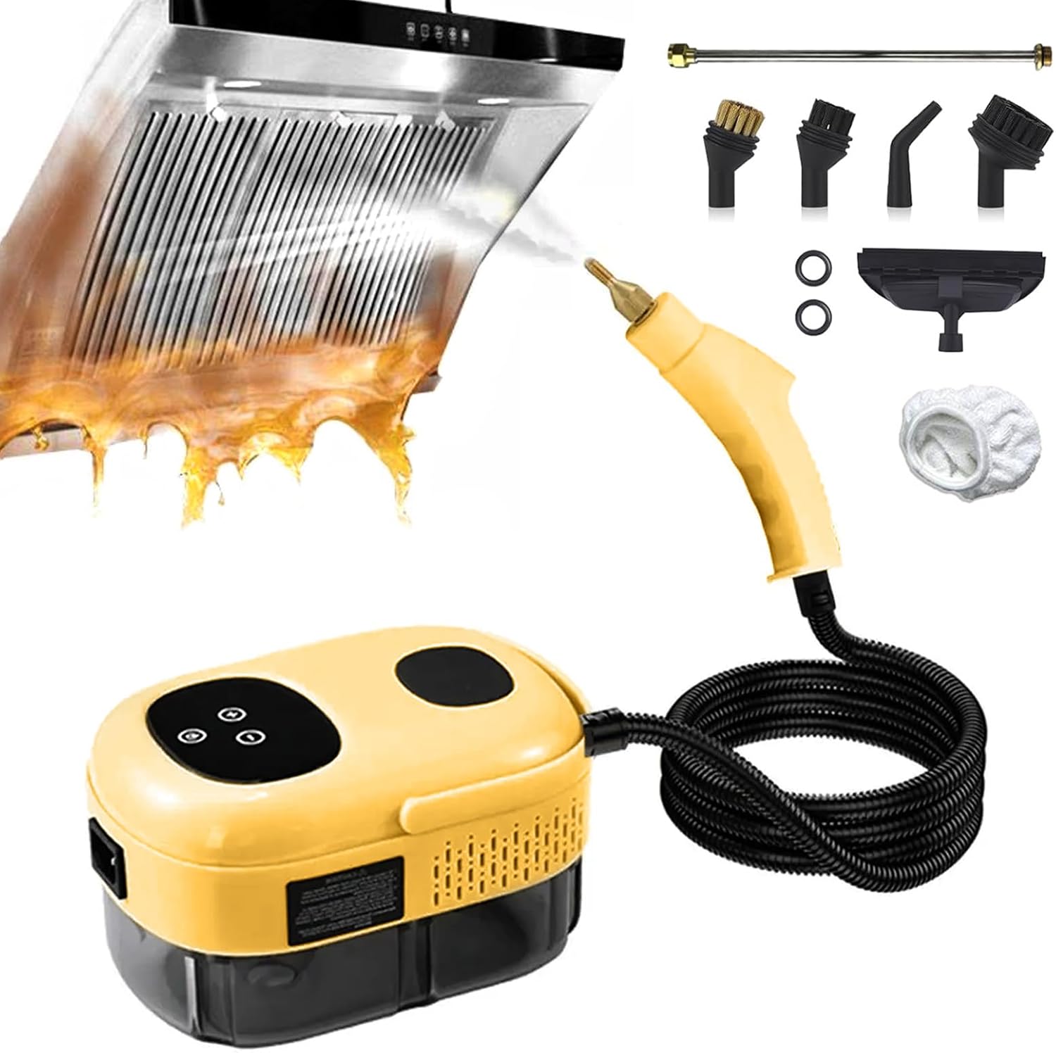 High-pressure Steam Cleaner, High-temperature And High-pressure Cleaning, 1100 Ml Large Water Tank, 3 Bar High-pressure Steam, Multi-functional Cleaning Accessories (Yellow)