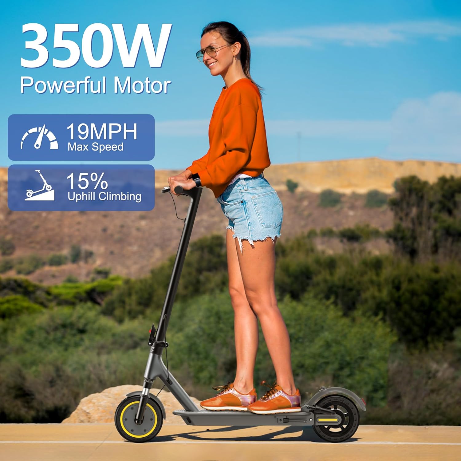 NAVIC Electric Scooter Adults,Max 19/27/49 Miles Ranges,Top Speed 19/22 mph,350/500W Peak Motor, Folding E-Scooter with Dual Braking Dual Suspension