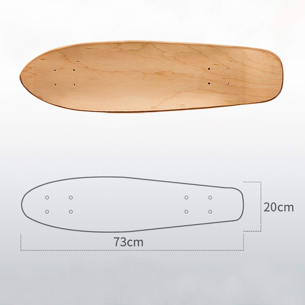 Skateboard 73×20cm Complete Pro Skateboard Deck Double Kick 7 Layer Canadian Maple Wood Adult Tricks Skate Board for Teens Adults Beginners Girls Boys Kids (B)