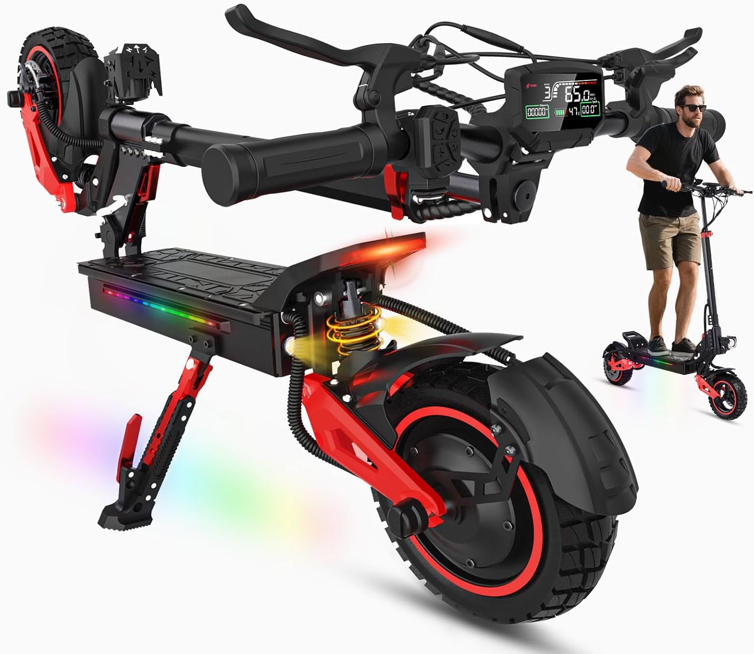 Off-Road Electric Scooter Adults,1600W/1200W Motor,32-40 Miles Long Range,31/34MPH,10/11