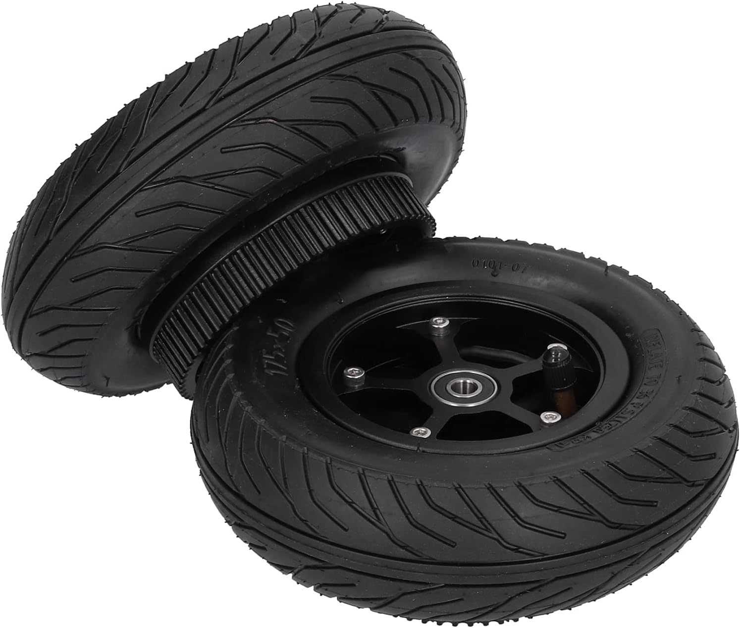 Scooter Tire, Mountain Scooter Skateboard Metal Wheel Hub and Tires Set with Drive Belt Replacement for Mountain Scooters and Mountain Skateboards(6 Inch) Electric Car Scooter Supplies