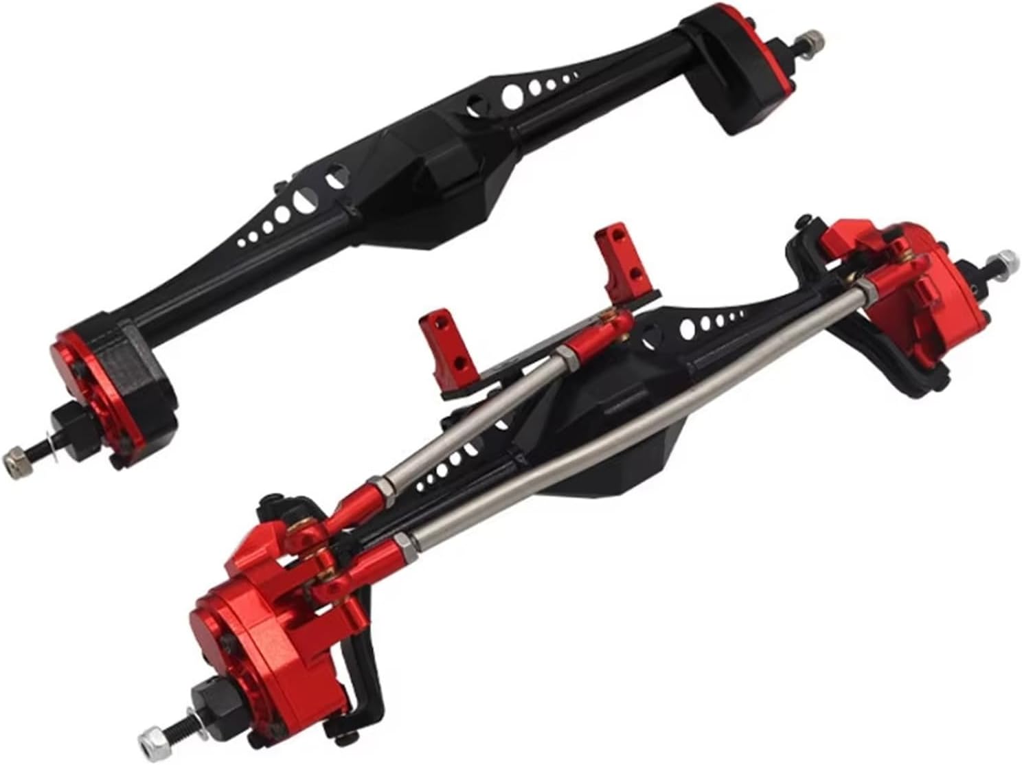 for Axial for Capra 1.9 for Unlimited for Trail for Buggy for UTB for Currie F9 for 1/10 RC Crawler Car Upgrade Aluminum Alloy Front and Rear Portal Axle RC Car Parts(Red,Front Rear)