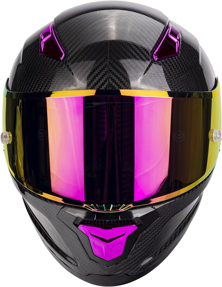 Carbon Fiber Full Face Motorcycle Helmets with Spoiler Sport Touring Street Motorcycle Helmet - Bluetooth Ready Speaker Pockets