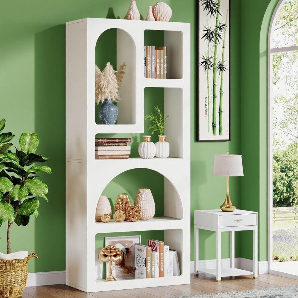 Kaireey White Geometric Bookshelf, 70.87