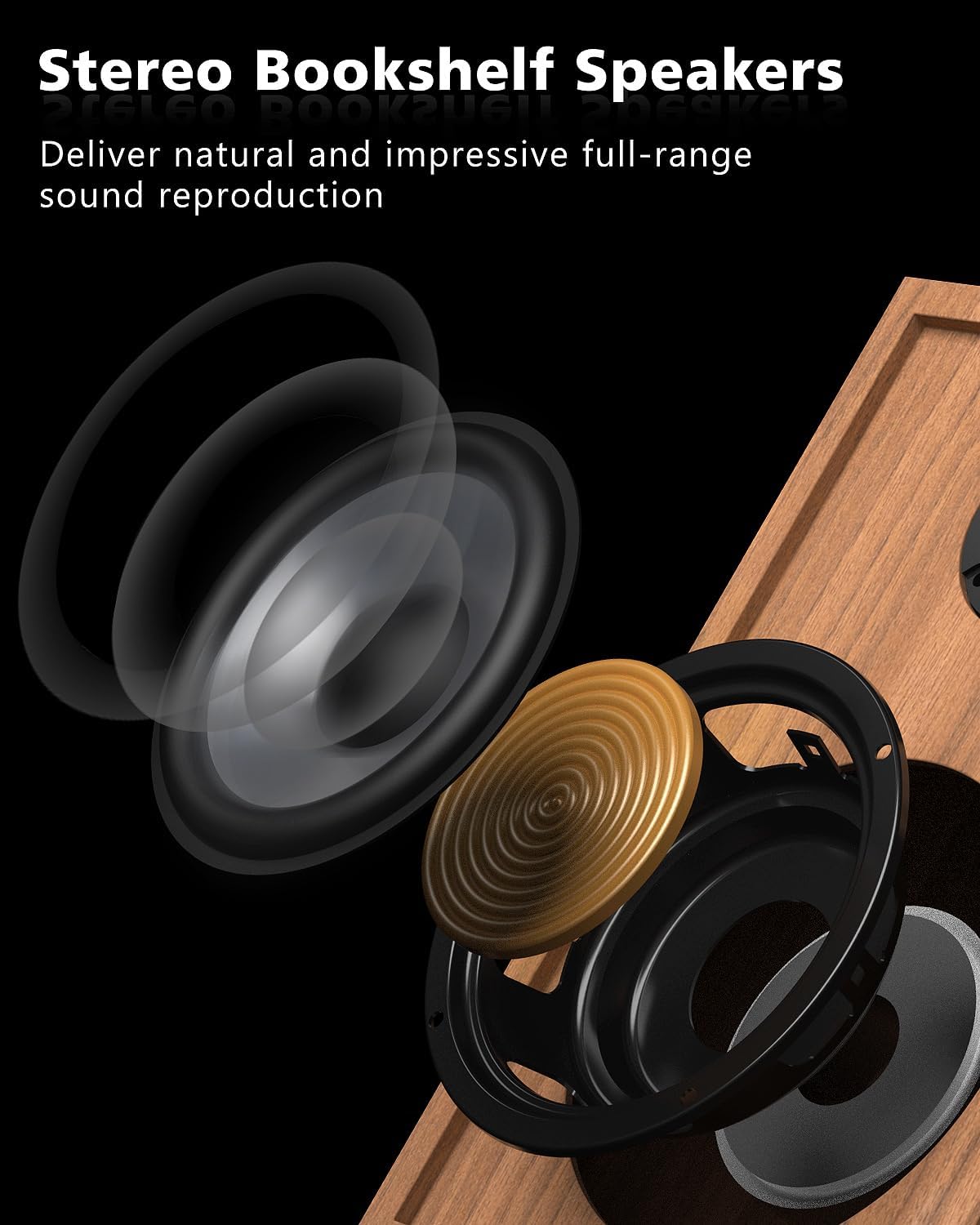 Record Player Vinyl Bluetooth Turntable with 36 Watt Stereo Bookshelf Speakers