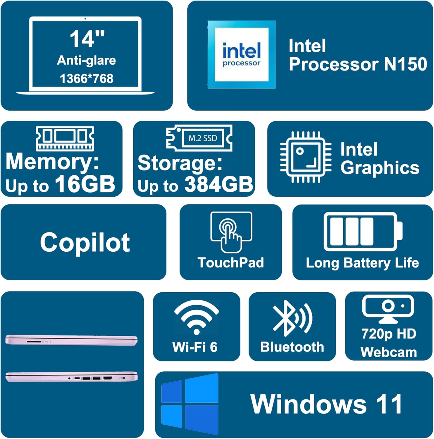 HP 14 Lightweight Business & Student Portable Laptop 14