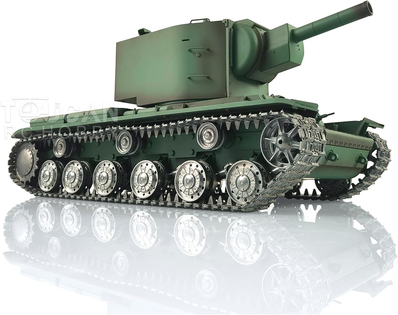 US in Stock, Henglong 1/16 7.0 Customized Soviet KV-2 Gigant RTR RC Tank 3949 Smoking Unit Metal Tracks Smoking Unit 360 Degree Turret Rotation Hobby Grade Model BB Shooting Airsoft Shoot