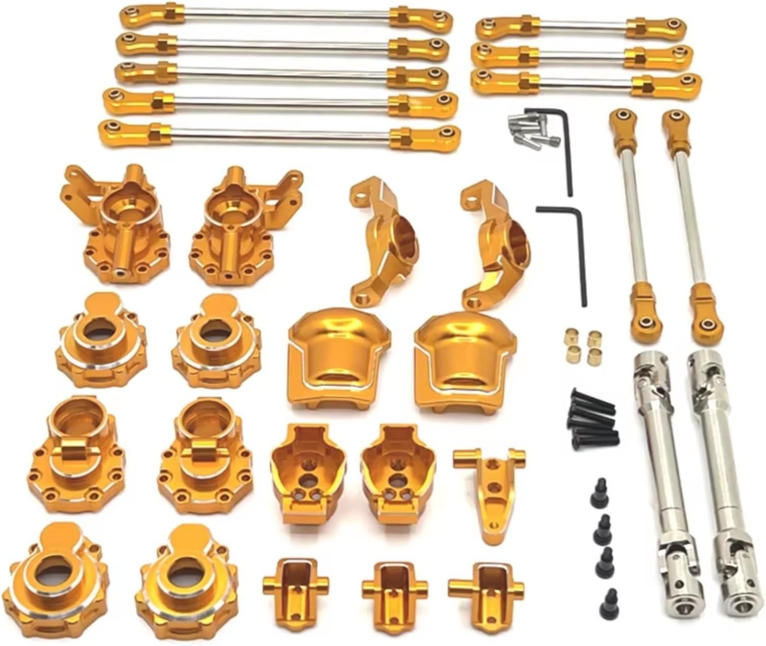 Models Upgrades Parts For HB R1001 R1002 R1003 1/10 Metal Portal Axle Gear Housing Diff Cover Mount Drive Shaft Link Kit RC Car Upgrade Parts(Yellow)