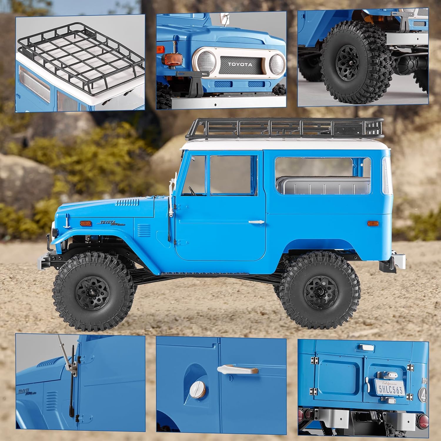 BEEZRC FMS 1/10 RC Crawler FJ40 Toyota Licensed RS 4WD 2.4G Model Rc Car Hobby 4x4 RC Rock Crawler Offroad RC Truck Remote Control Car with Transmitter for Adults (Blue) FMS11035RSBU