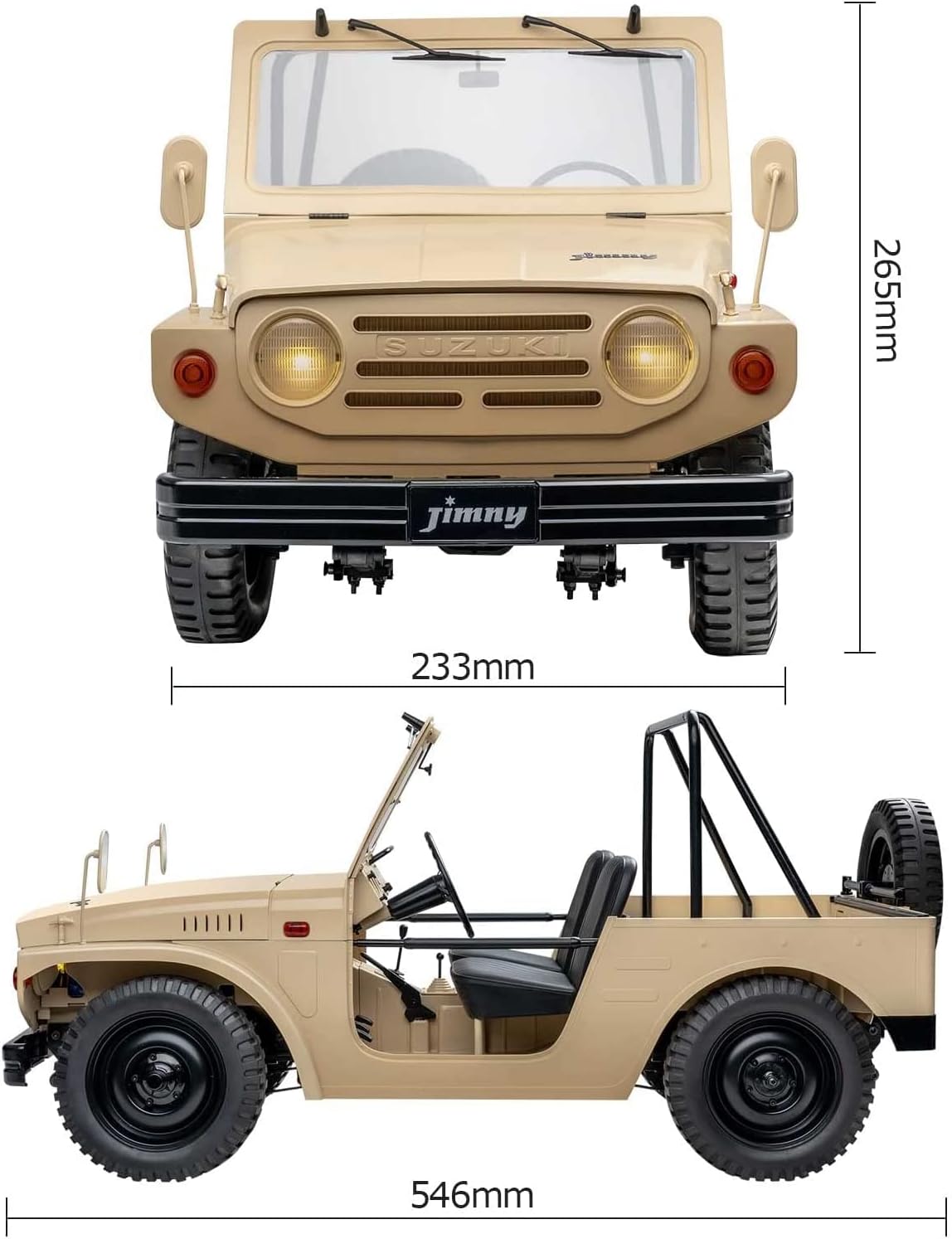 FMS 1/6 Jimny LJ10 RC Crawler RC Car Official Licensed Model Car 15km/h 4WD Hobby RC Crawler RC Cars RS Remote Control Car with LED Lights Vehicle 4-Ch 2.4GHz Transmitter for Adults Tan