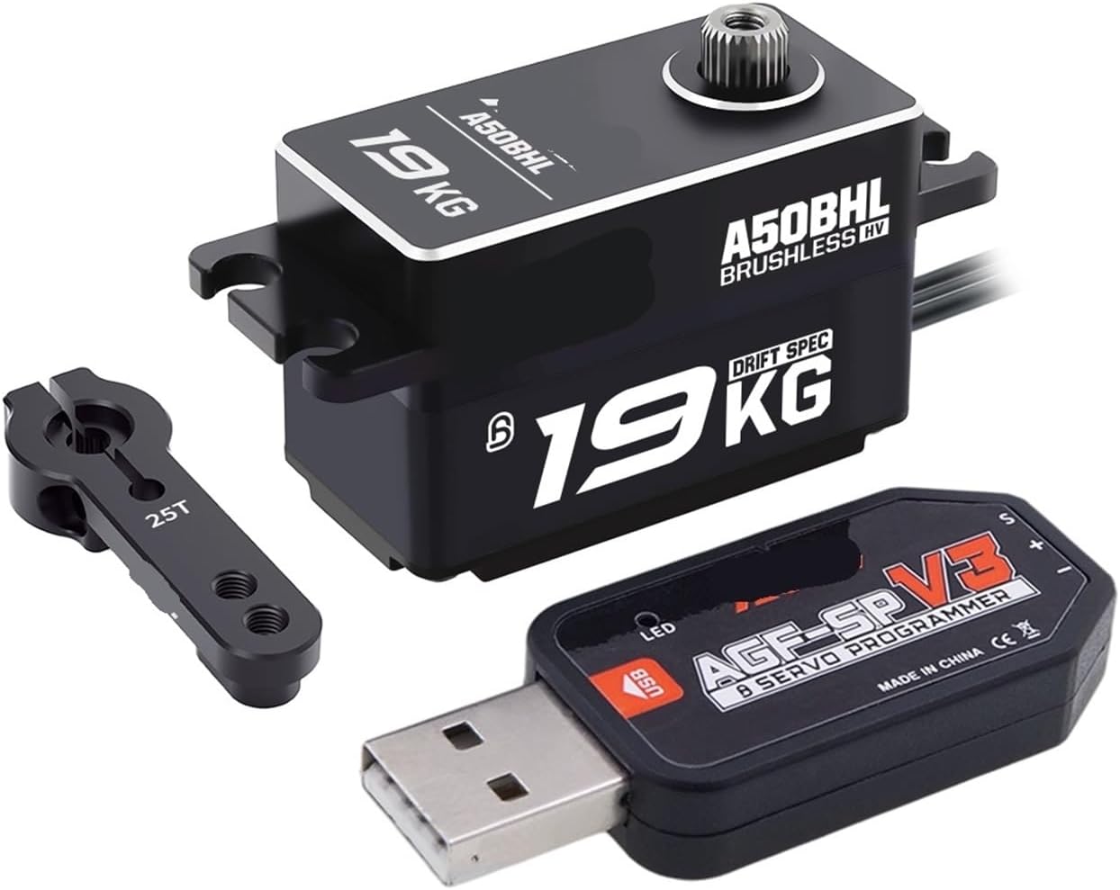 A50BHL 19KG Super Torque Super High Speed ​​8.4V Programmable Low Profile Brushless Digital Remote Control Servo(Drift Specific Set3)