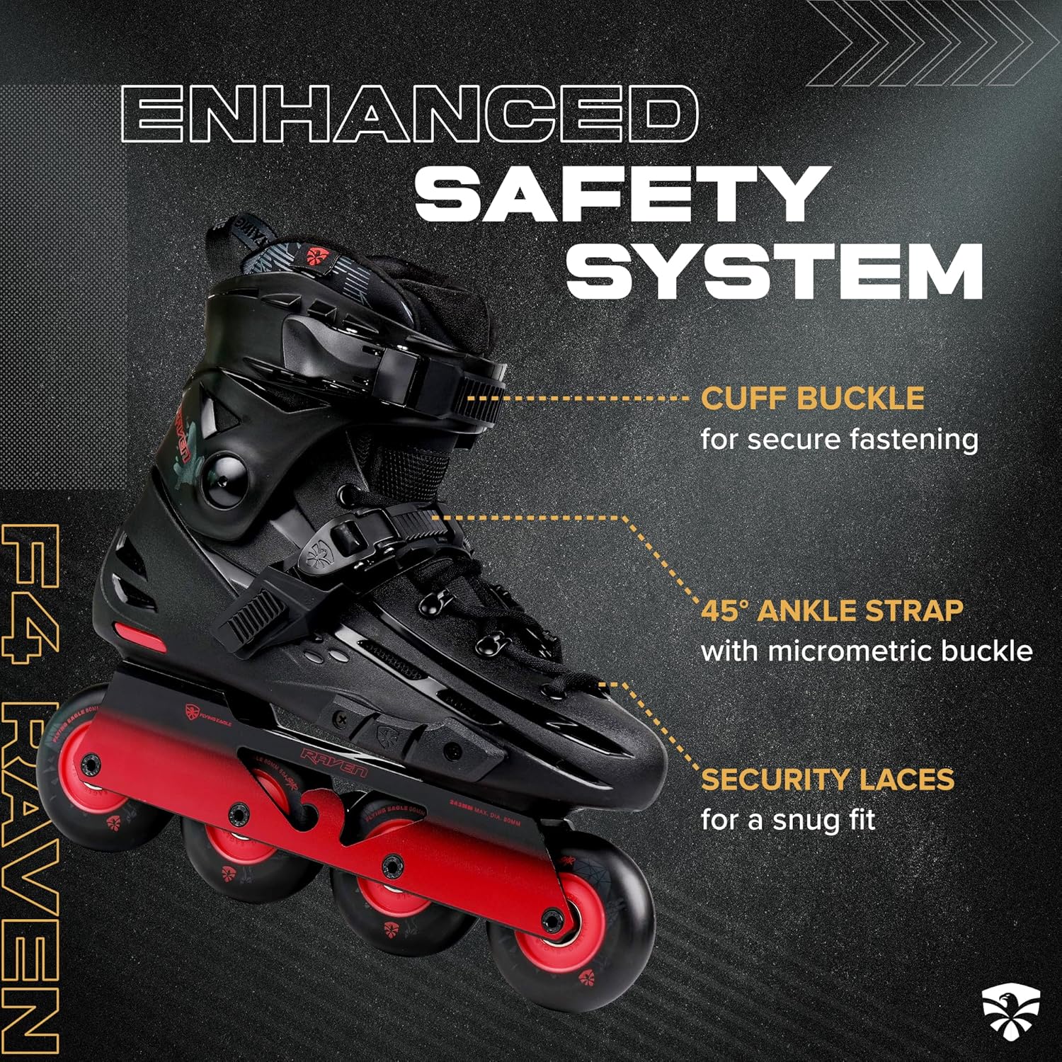Flying Eagle F4 Raven Freeskate - Adult Inline Skates Men, Inline Speed Skates Men, Inline Roller Skates for Men, Women Inline Skates, Street Inline Skates Men, Adult Roller Blades