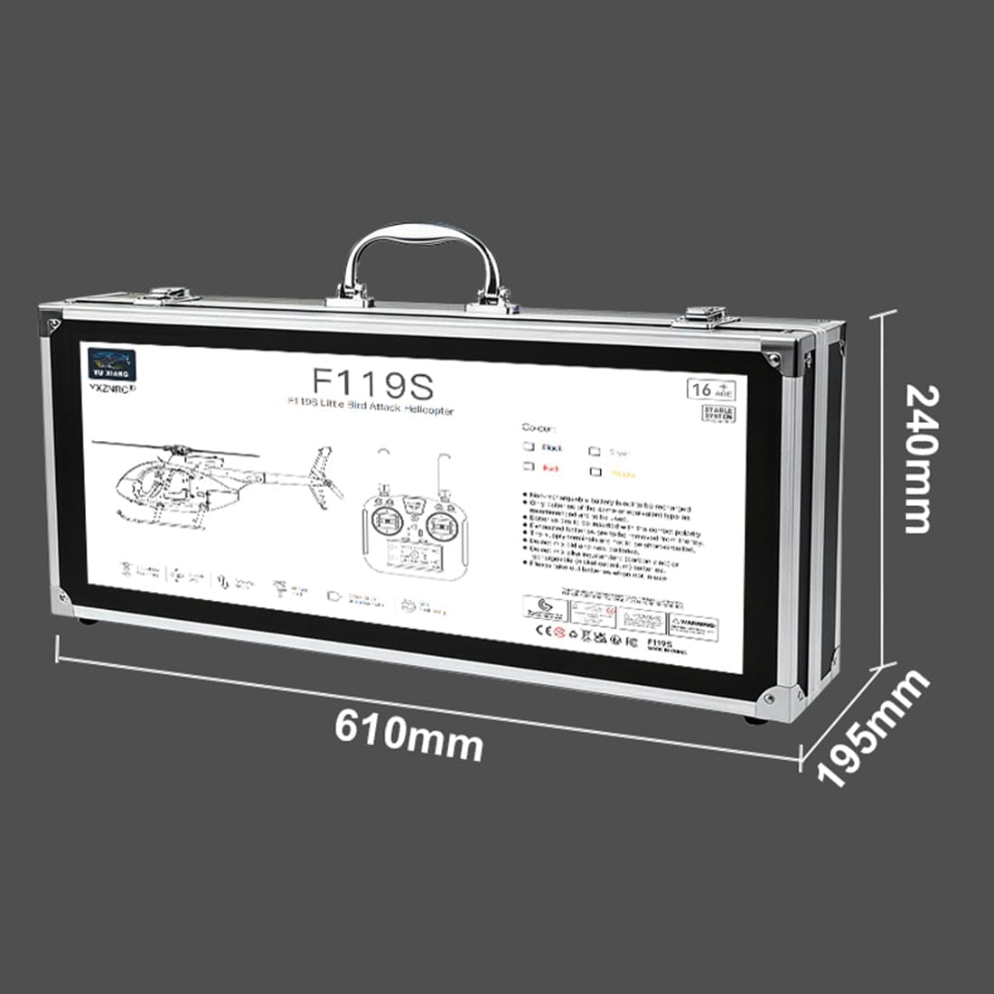 RC Little Bird Model Helicopter ,YU XIANG F119S MD500 1/16 Scale 250-Class 2.4G 9CH with Flybarless Rotor Head, 6G/3D Switchable Modes Openable Cockpit, High-Performance Brushless Power(RTF Version)