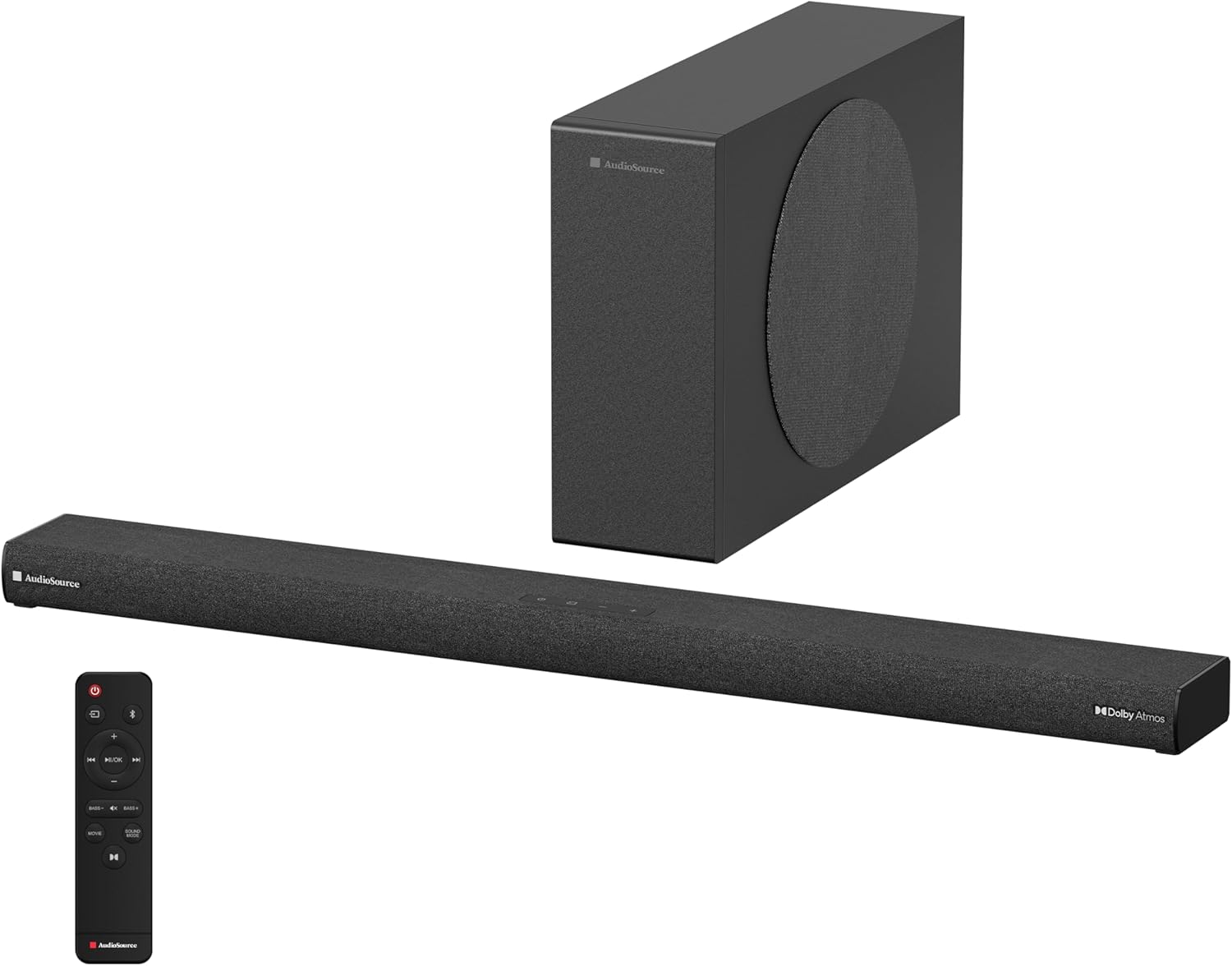Audiosource 2.1 Soundbar, Wireless Subwoofer w/Dolby Atmos, Bluetooth Streaming for Smart TV and Multi-Devices, Compact Design, 240W Max Output, Remote Control Included, AS201