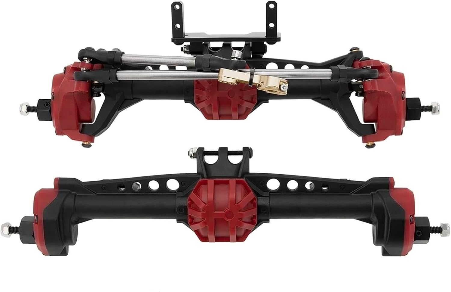 RC Car Upgrade Parts for Axial for SCX10 II 1/10 RC Crawler Car Upgrade Portal Axles Front Rear Axle with Steel Gears Metal Bearings Modified Parts(Red)