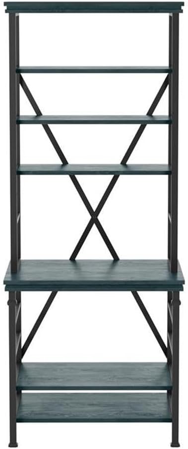 Furniture of America Garna Industrial Metal 6-Shelf Bookcase in Antique Blue