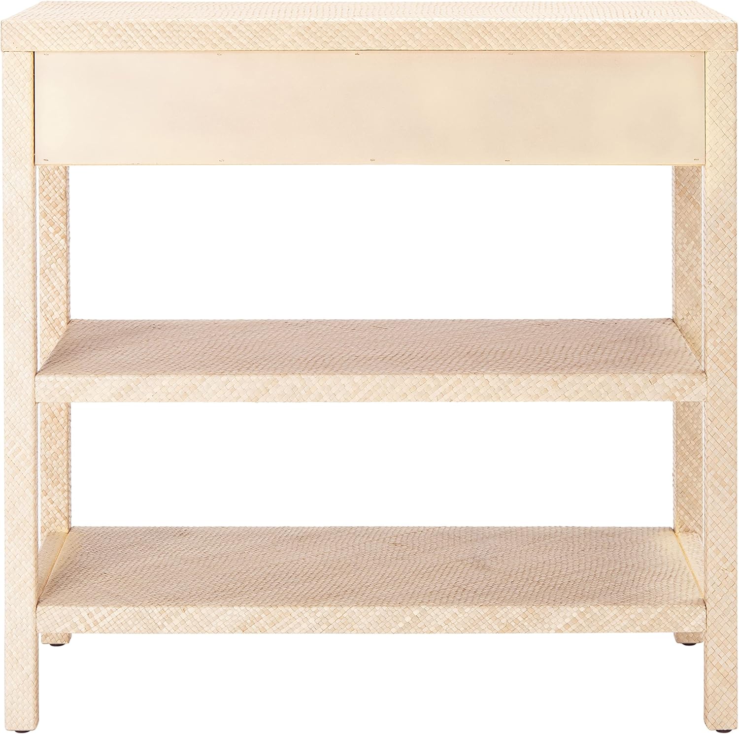 SAFAVIEH Home Collection Apis Light Natural Raffia/Gold 2-Drawer 2-Shelf Bookcase Console Table (Fully Assembled)