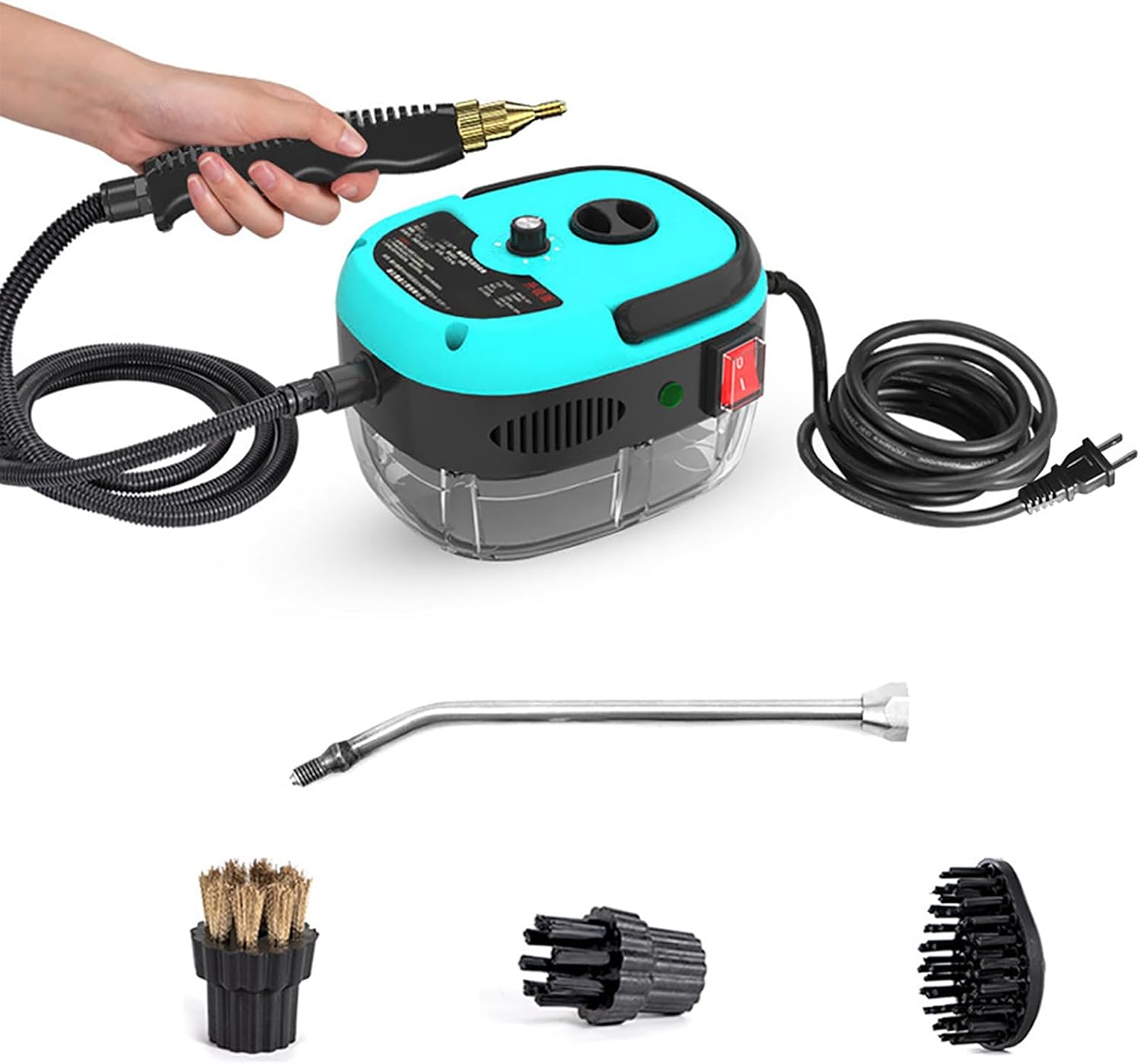 2500W High Pressure Steam Cleaner, Handheld Pressurized Steam Cleaner with 6 Brush Heads, 6-Speed Adjustable, 10 Seconds Fast Heating for Cleaning Kitchens Windowsil,Blue