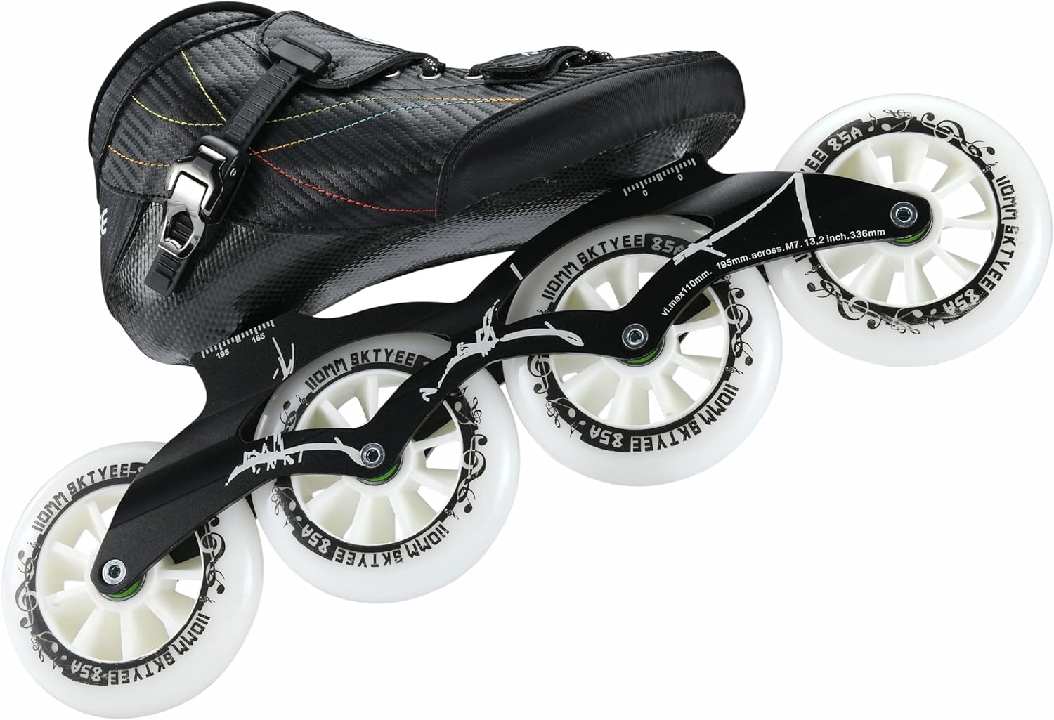 Inline Speed Skates Adult for Women and Mens, Professional Fitness Skating Roller Skates, High Performance Racing Skates, Unisex Black