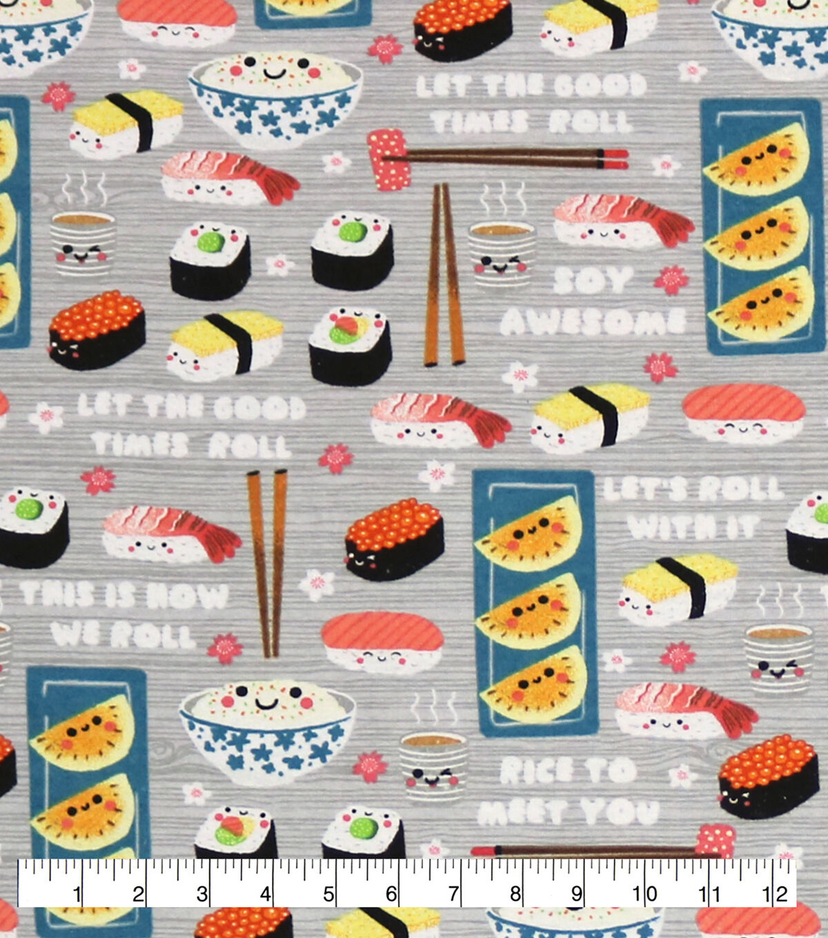 Sushi Talk Super Snuggle Flannel Fabric