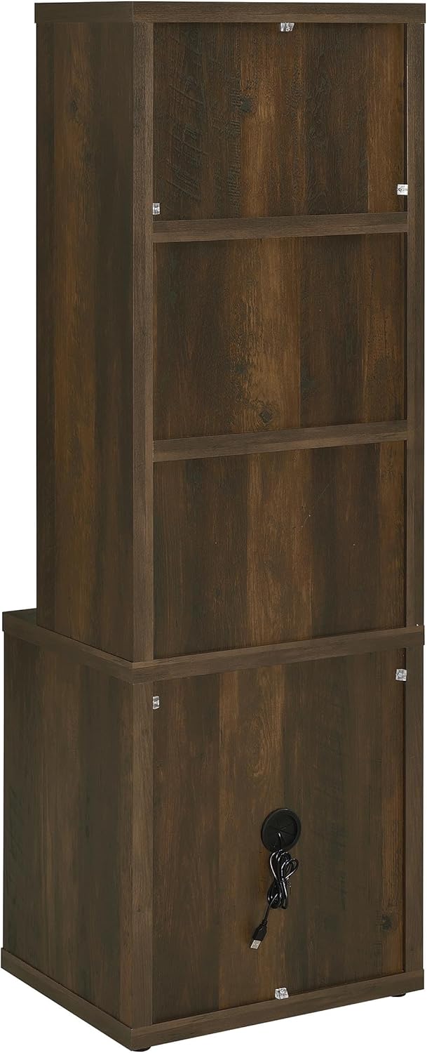 Coaster Home Furnishings Westpark 3-Shelf Bookcase USB and Lockable Drawer Dark Pine
