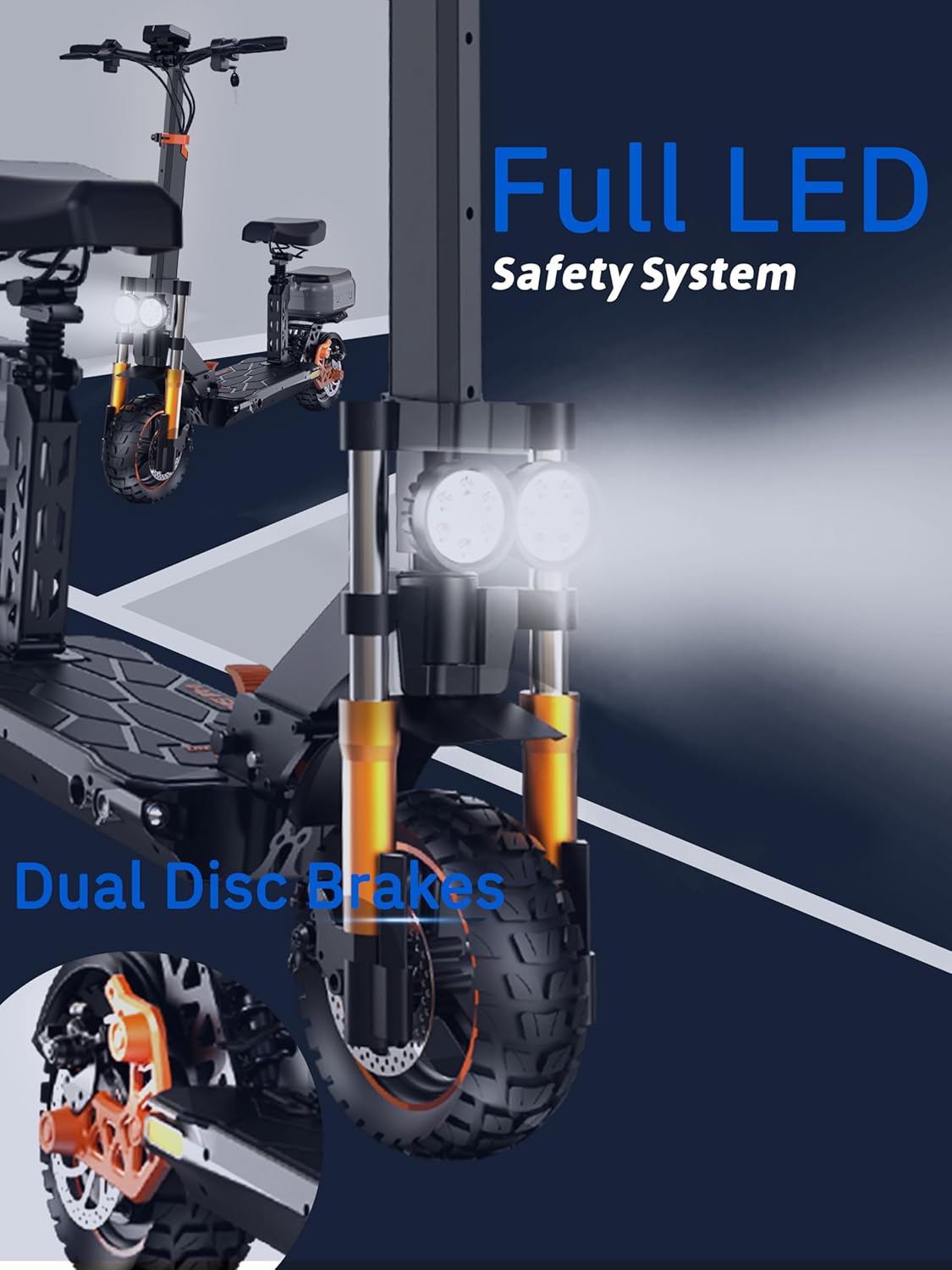 Electric Scooter for Adults with Seat & Storage Box, 50 Miles Range, 31-34 MPH,1600W Motor, Hydraulic Suspension, Foldable