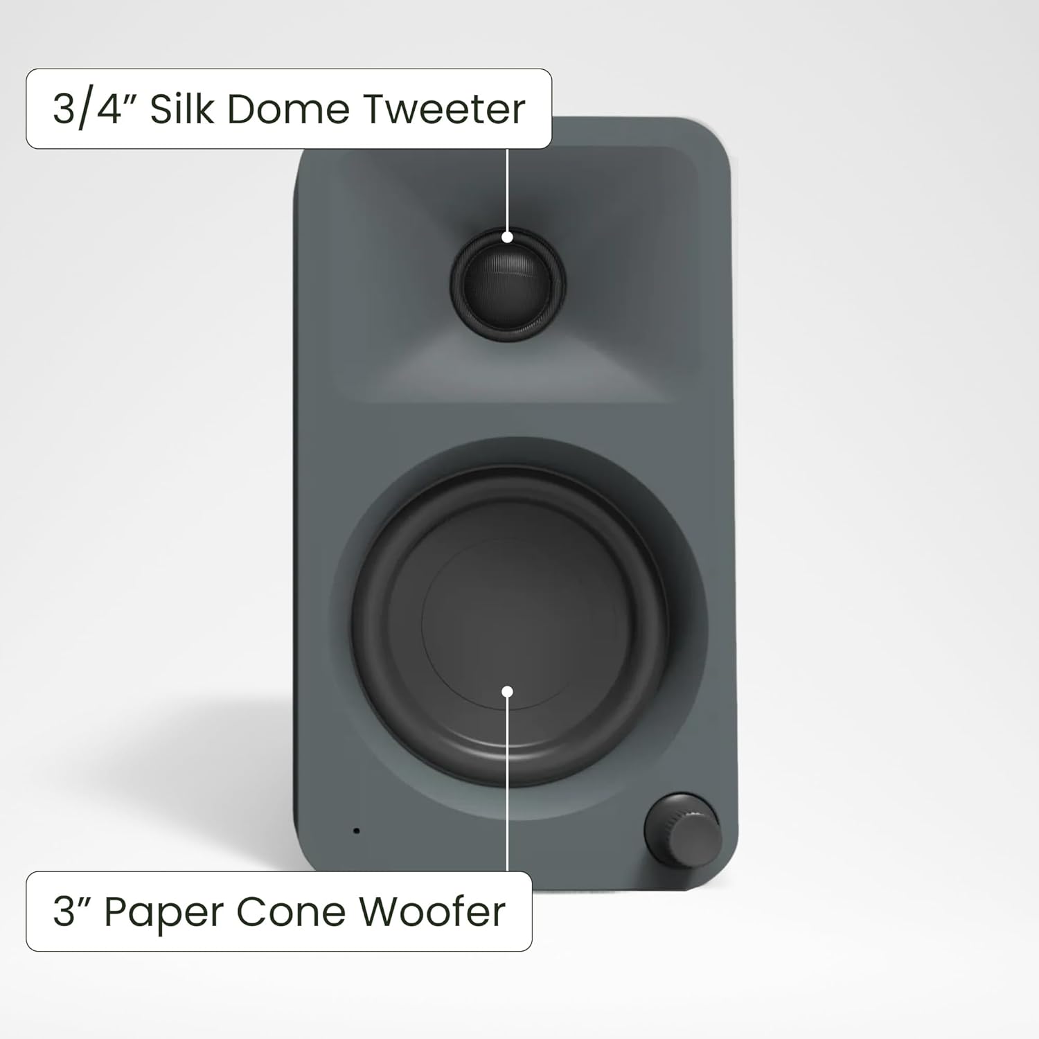 Kanto ORAMG 100W Powered Reference Desktop Computer Speakers with Bluetooth 5.0 and USB-C Input | Bi-Amplified | 100 Hz Automatic Crossover | Reference Quality Sound | Pair | Grey