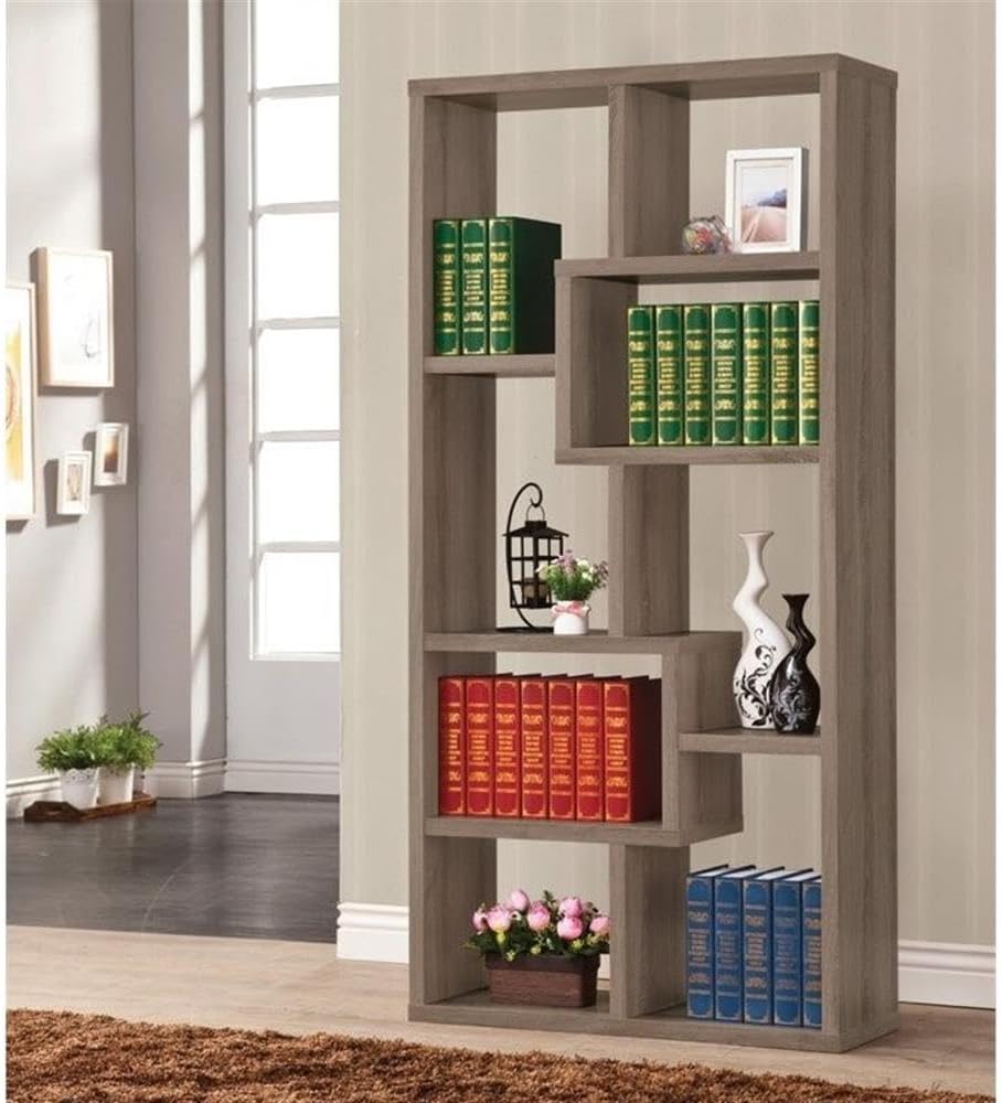 Home Square 2 Piece Wood Casual Bookcase Set in Weathered Gray