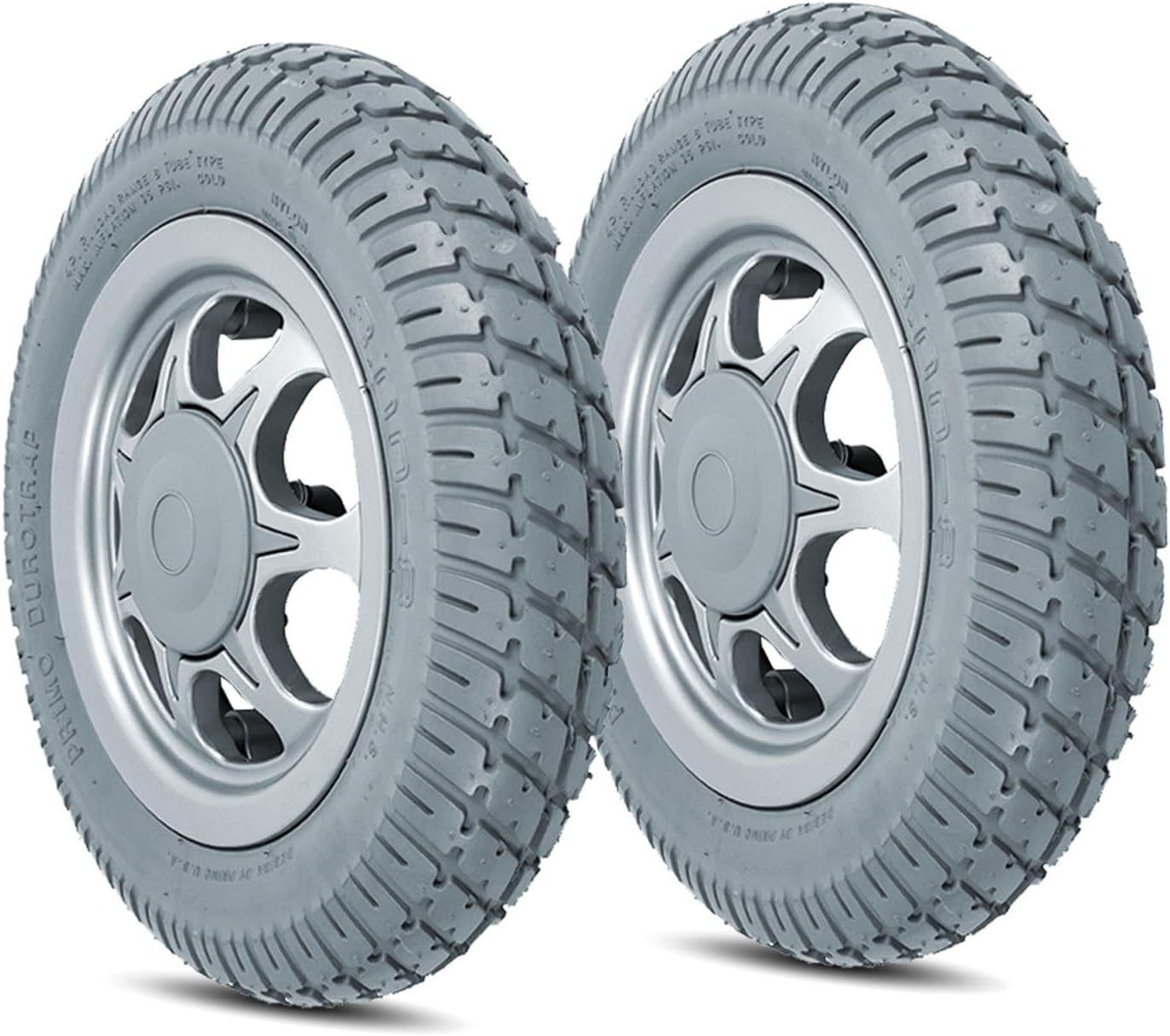 1 Pair of 14 Inch Solid Rear Wheel Replacement Parts, Electric Wheelchair Wheels Assembly, 3.00-8 Non-Inflatable Rubber Tires