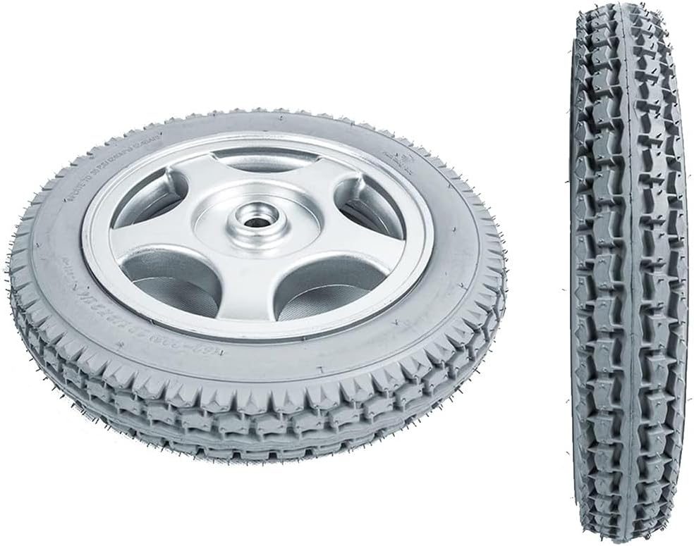 12 Inch Electric Wheelchair Replacement Rear Wheels, 12 1/2×2 1/4 Rubber Solid Tires, Wheels Assembly, Bearing 17mm(11/16inch), 1 Pair