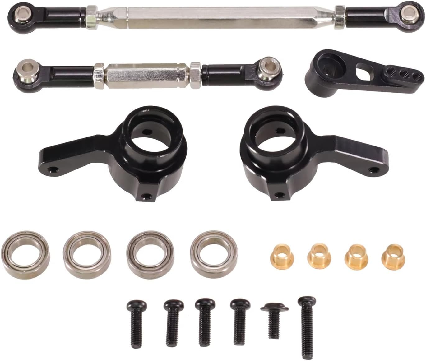 RC Repairs Models For MN For MN168 New99S For MN82 For MN78 D90 D91 D96 For MN99S 1/12 Metal Steering Rod Servo Arm Steering Cup Remote Control Car(Black)