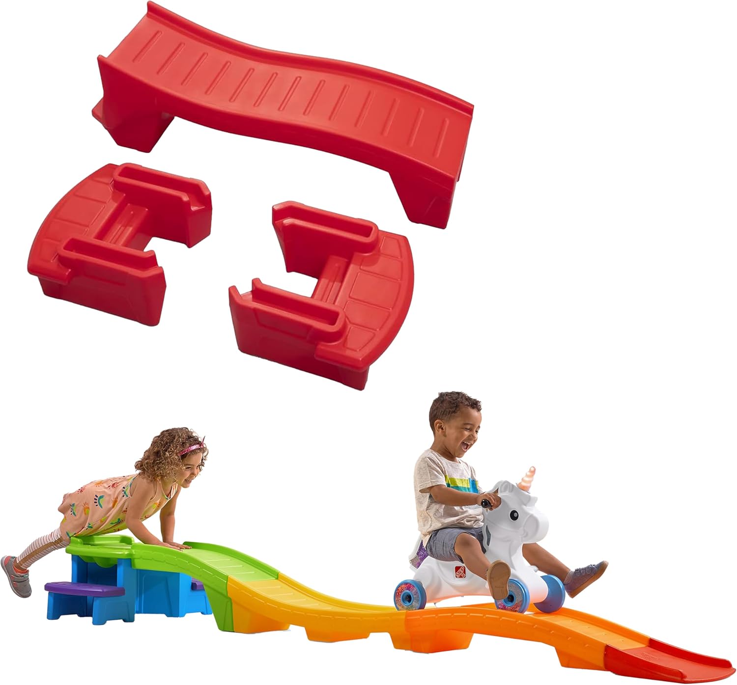 Step2 Unicorn Up & Down Roller Coaster and Farther & Faster Coaster Track Expansion Pack Second Edition, Kids Ride on Toy, Push Car, Indoor/Outdoor Playset, 3 Feet of Track, Toddlers 2-5 Years Old