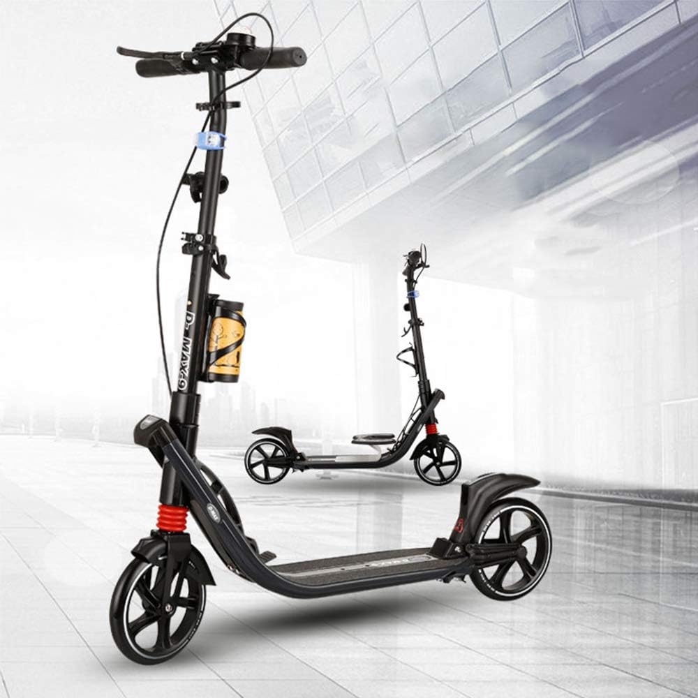 Pro Folding Scooter High Speed Commuter Height-Adjustable with Brake and Suspension Double Shock Absorber for Adults, Kids and Teens Kick Scooter