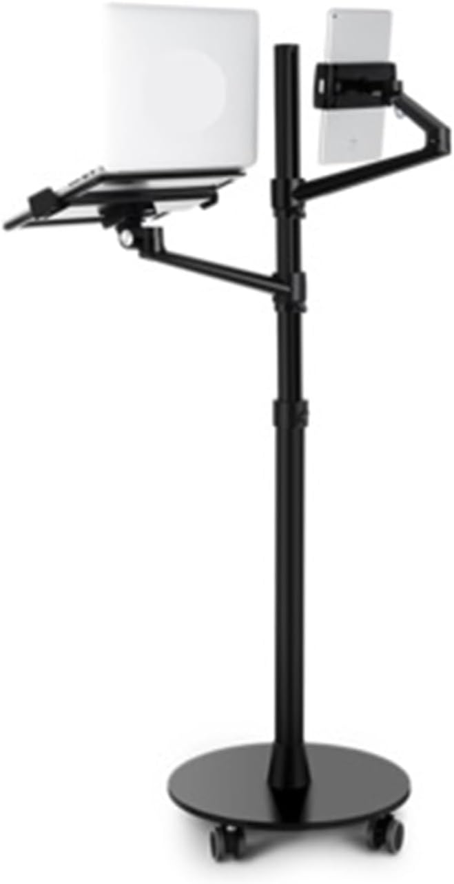 UP-9L multifunctional 3-in-1 laptop floor stand, suitable for all 12-17 inch height adjustable mobile laptop tables(Black)