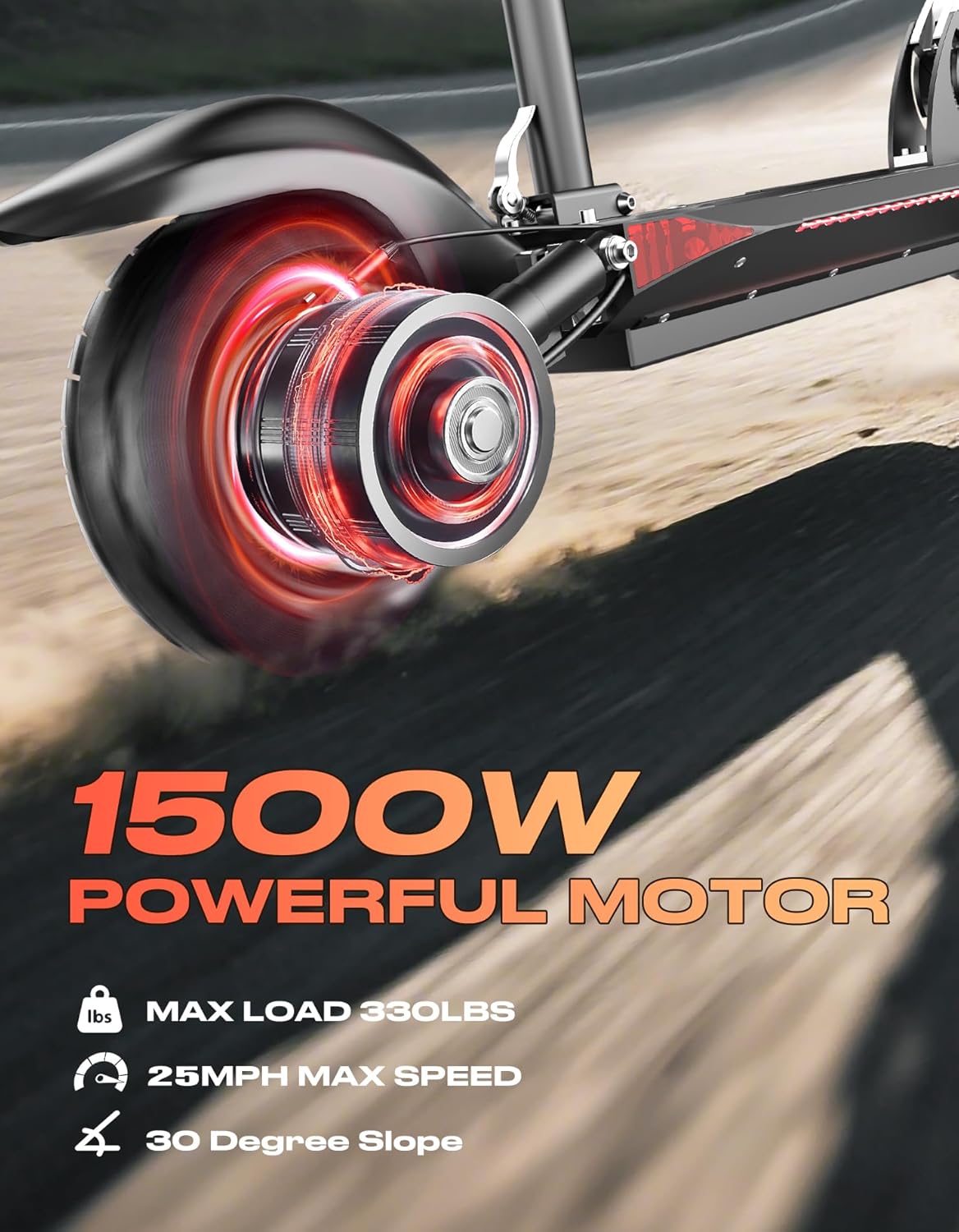 Electric Scooter for Adults with Seat, 1500W Peak Motor, 45-Mile Range, 25Mph Fast Speed, 48V 13AH Battery, Heavy Duty 300+ lbs, Dual Disc Brake, 10