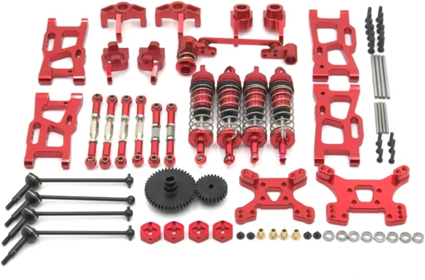Rc Models Accessories For WLtoys 144010 144001 144002 124017 124019 RC Car Parts Metal Upgrade Retrofit 44T 27T Gear Drive Shaft 14 Pack(Red)