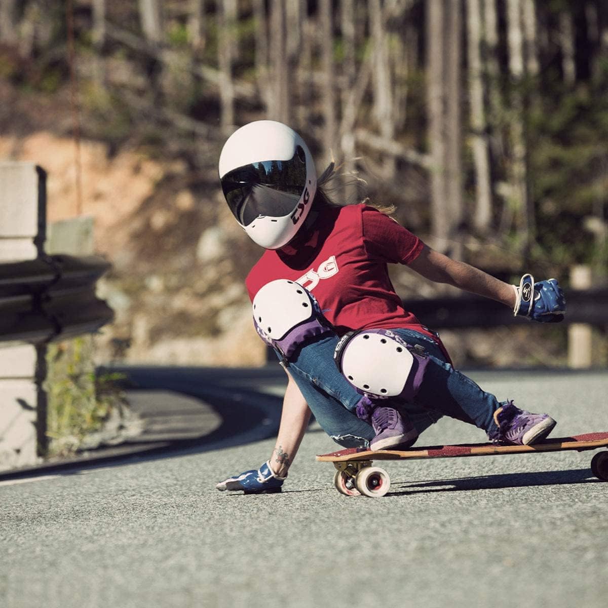 TSG - Pass Pro Solid Color Full-face Helmet, Matt Black w/Two Visors | Downhill Skateboarding, E-Skating, E-Onewheeling, Longboarding | Hardshell Fiberglass | Anti Scratch, Anti Fog, Distortion Free