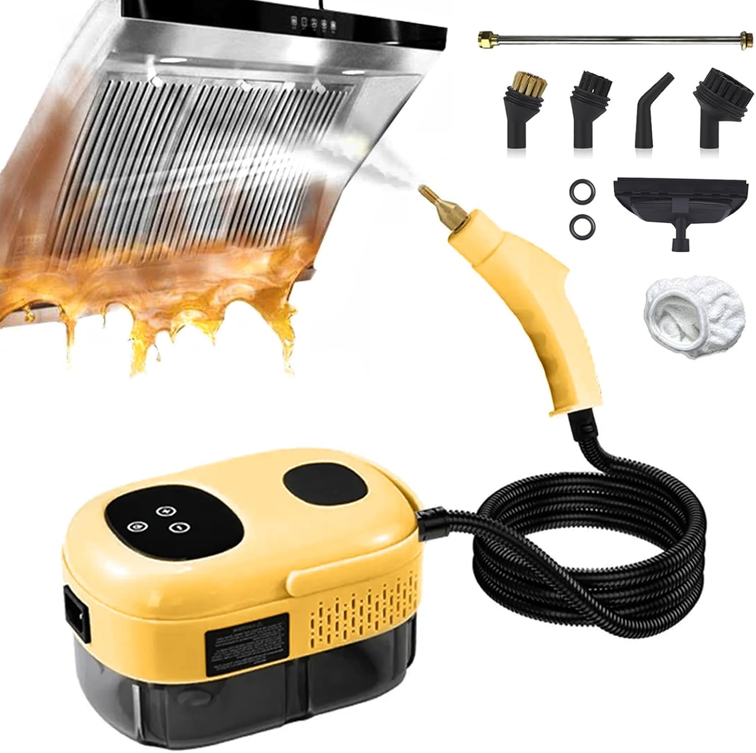 High-pressure Steam Cleaner, High-temperature And High-pressure Cleaning, 1100 Ml Large Water Tank, 3 Bar High-pressure Steam, Multi-functional Cleaning Accessories (Yellow)