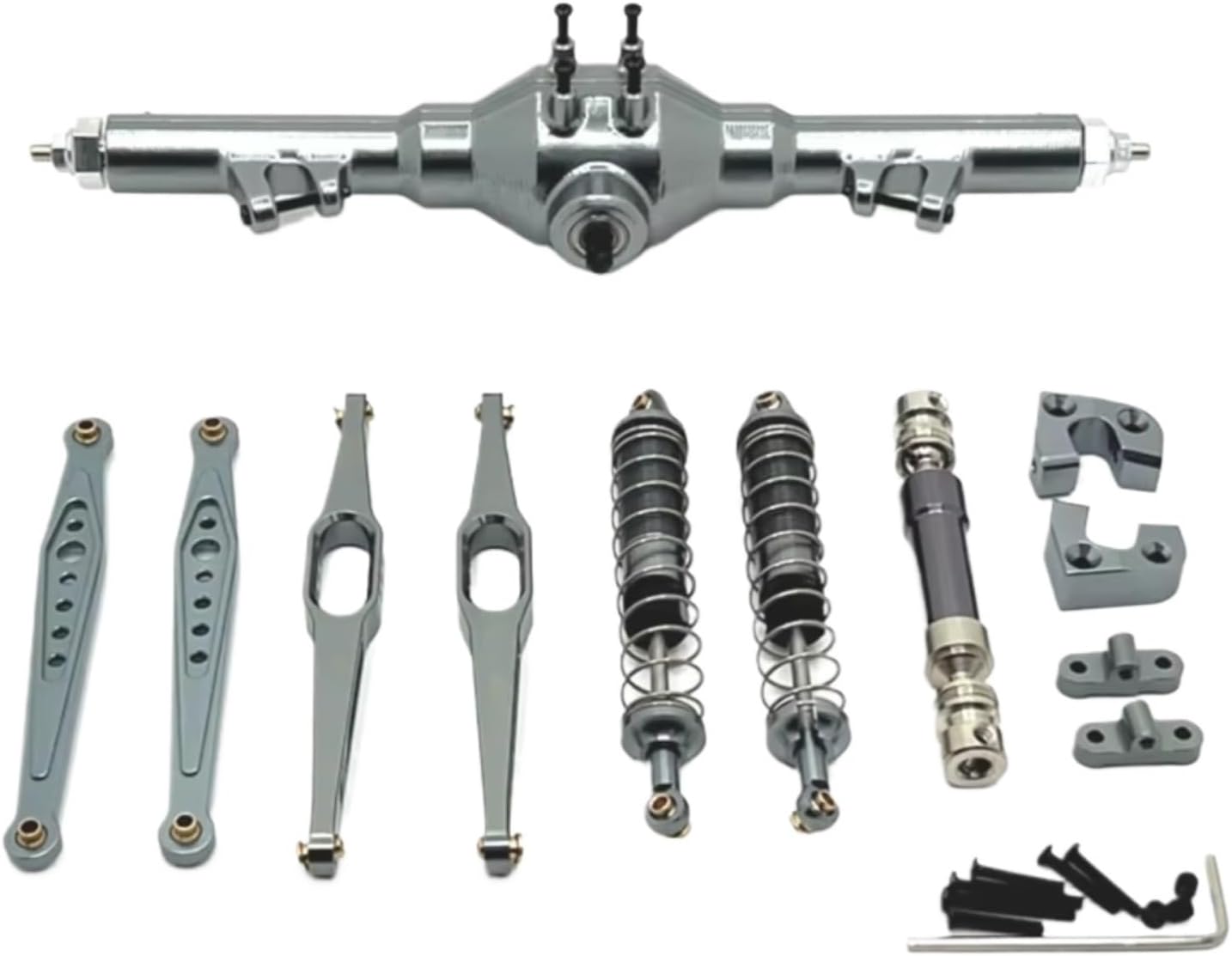 Rc Parts For Wltoys 124006 12423 12427 12428 12429 1/12 Metal Rear Axle Drive Shaft Shock Absorber Trailing Arms RC Car Upgrade Parts Kit(Grey)