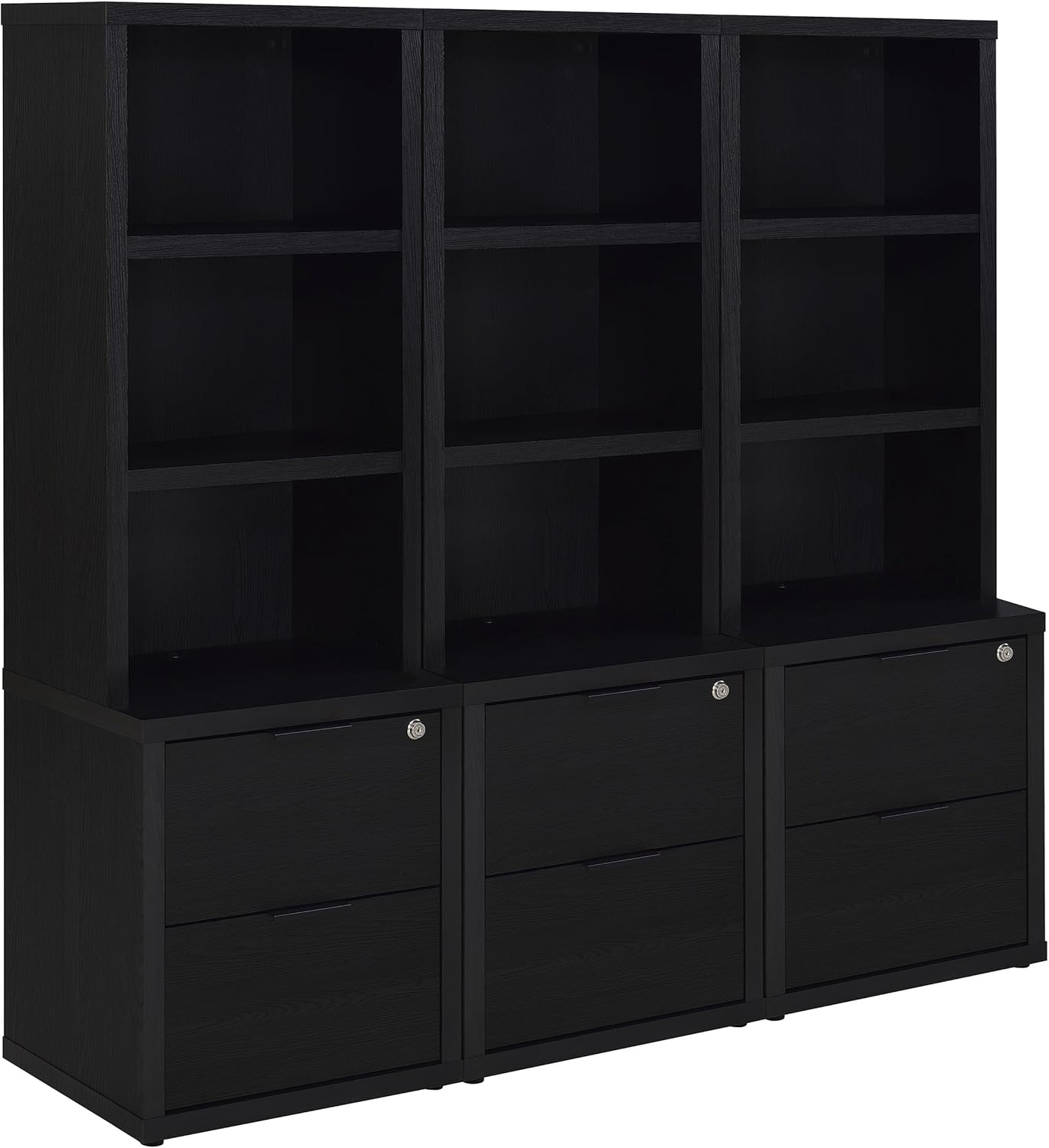 Coaster Home Furnishings Westpark 3-Piece Wall Unit Bookcase Set with USB Black