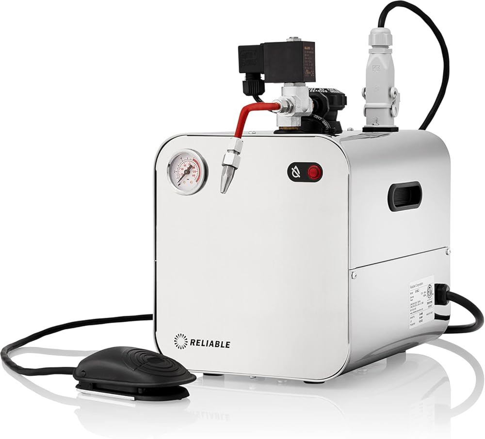 Reliable 5100CJ Stainless-Steel Jewelry Steam Cleaner with Eco Mode, 120V, 2.2 LTR Tank, 50 PSI, Stainless Steel Tank, External Heating Element, 4 Safety System, Pressure Gauge, Made in Italy