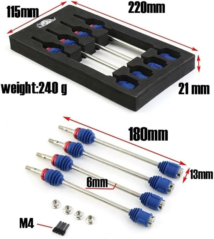4Pcs Steel Drive Shaft CVD Dogbone Driveshafts 5451R Compatible with 1/10 T-Maxx E-Maxx Revo RC Car Upgrades Pa
