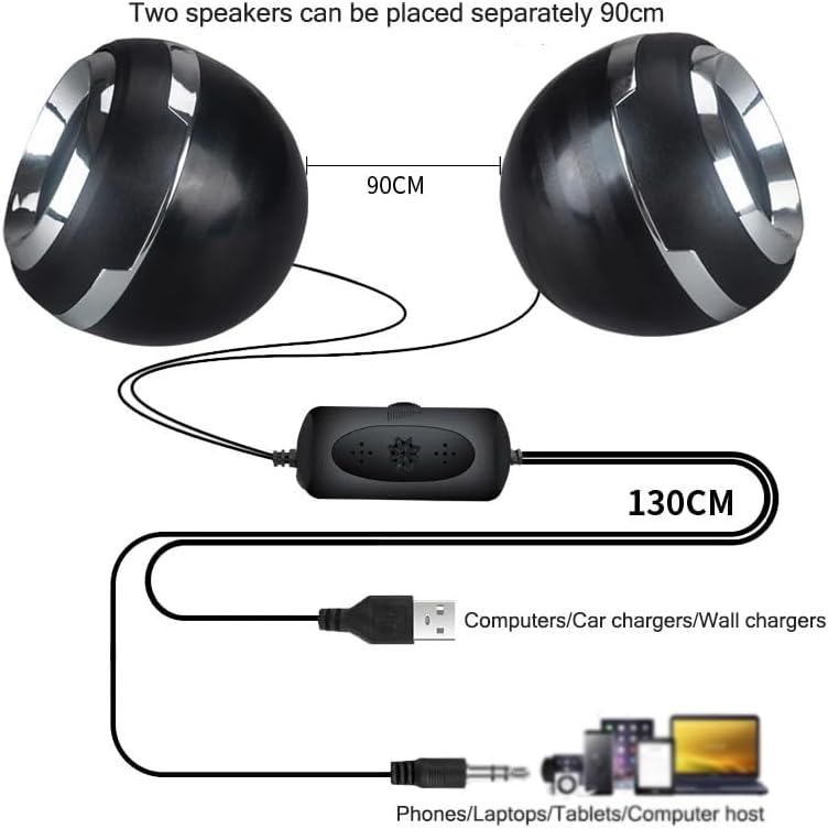 1 Pair Wired Mini Computer Speakers Horns for Laptop Desktop Phone 6W Powerful Audio Multimedia Loudspeaker