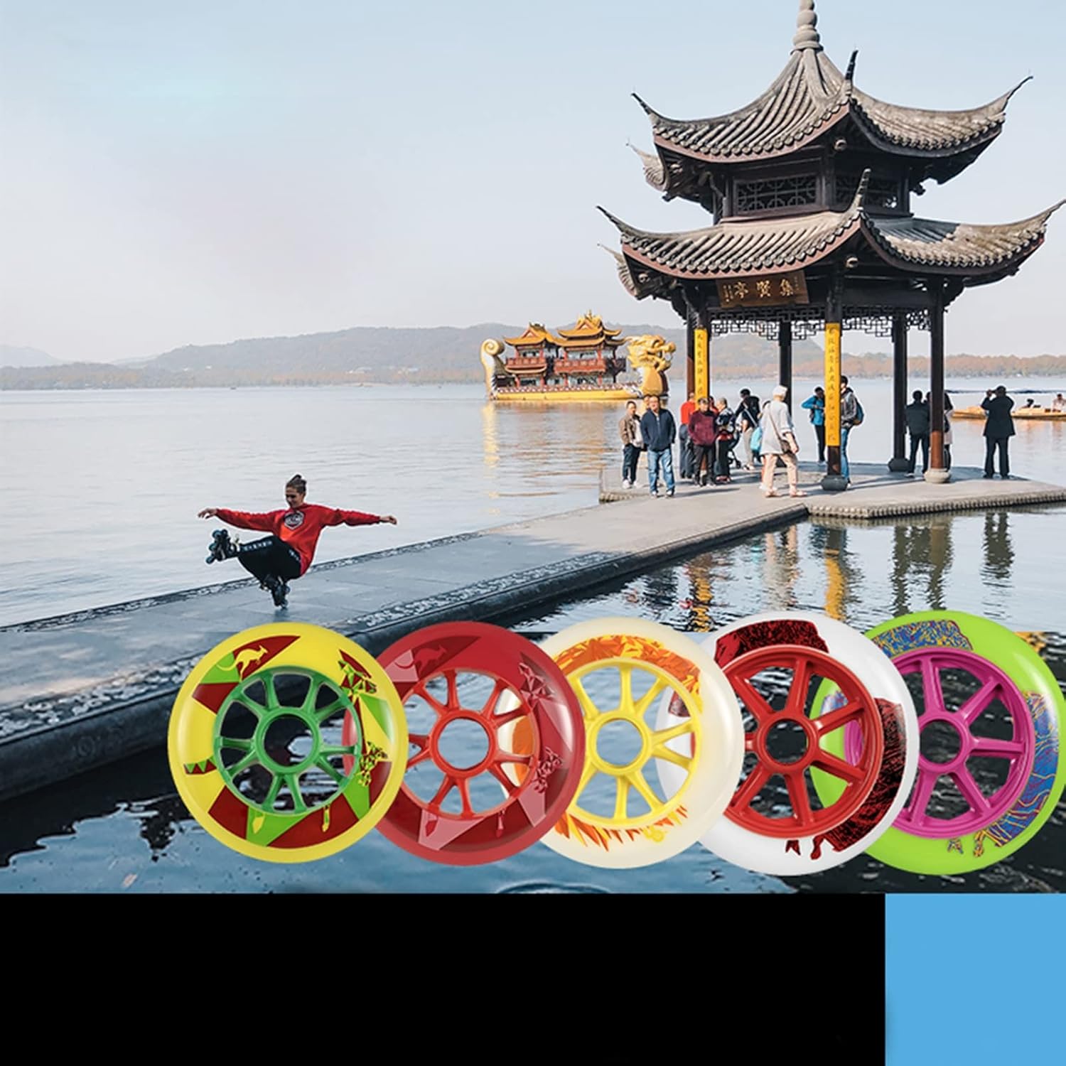 Inline Skate Wheels for Outdoor Indoor 86A Inline Skate Replacement Wheels for Single Row Skate PU Wear Resist Sliding Training Wheels 125mm