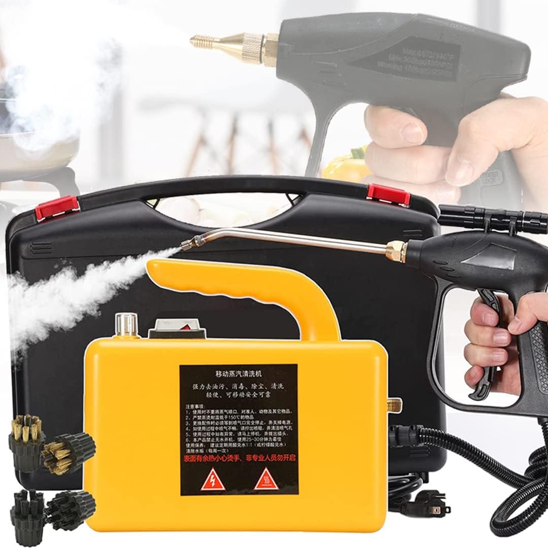 ZWEBY Handheld Steam Cleaner,2600w Car Steam Cleaners for Home Use Wet and Dry Adjustable,Portable Steam Cleaner for Cleaning with 2.5m Steam Pipe,High Pressure Steam Cleaner for Car Detailing,Yellow